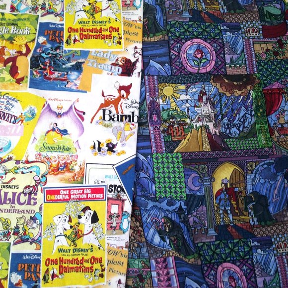 Disney Fabric Love Story and Beauty and Beast Lot of 2 - Picture 2 of 4